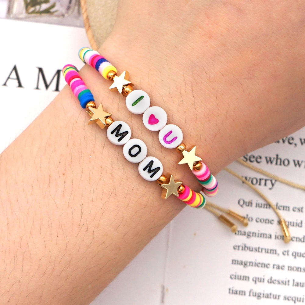 Pulsera de letras madre étnica bohemia MOM NHGW296781