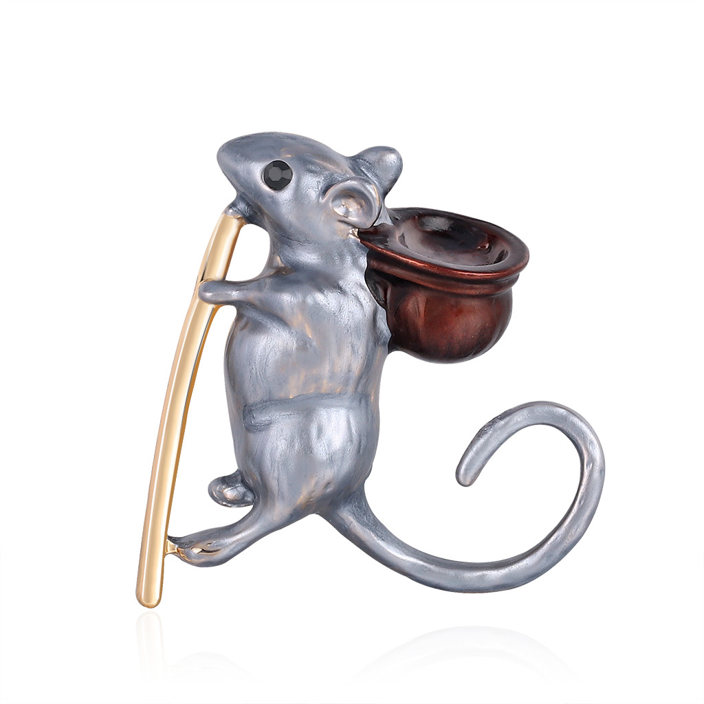 Broche de aleación de ratón gris de dibujos animados del zodiaco NHDR302519