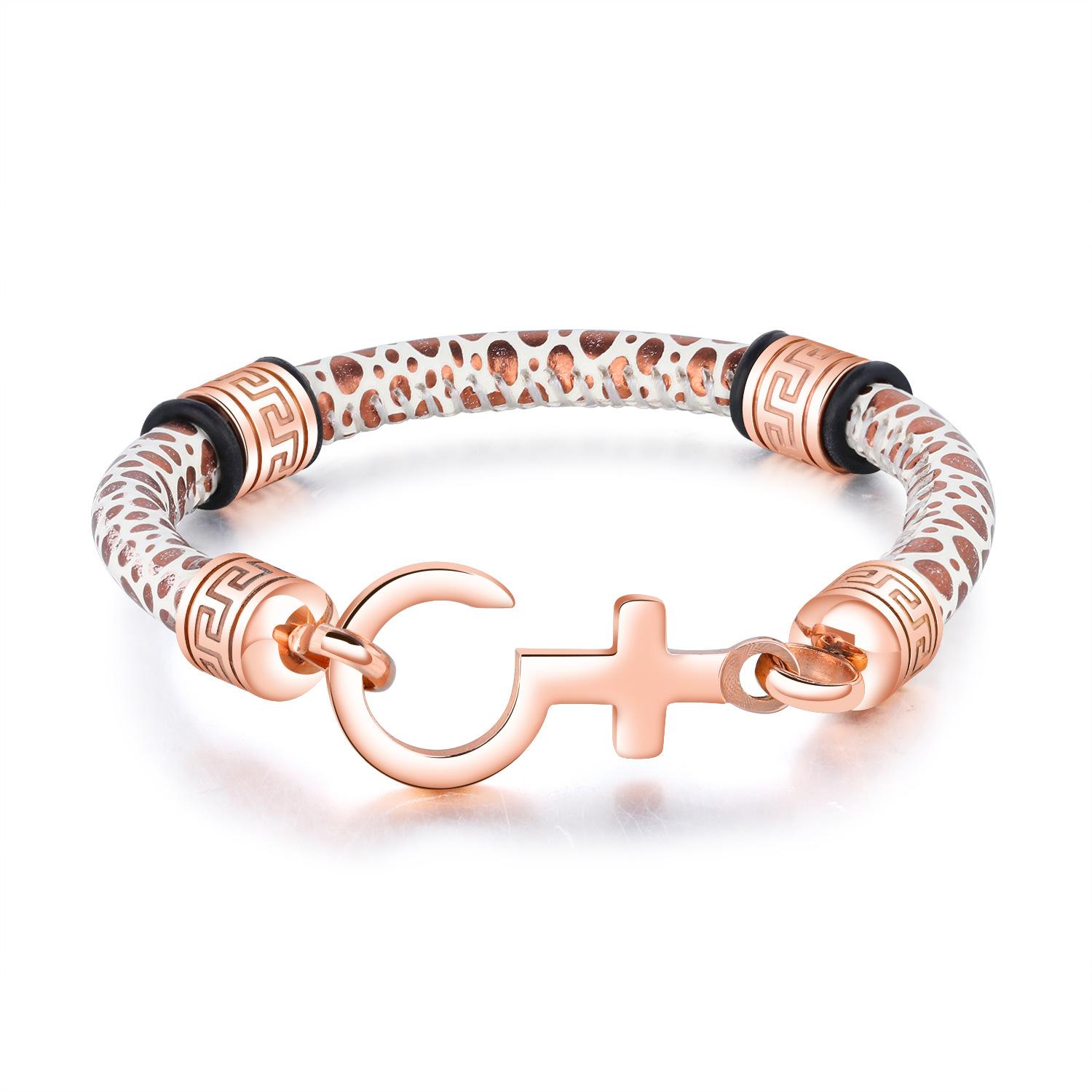 Moda punk Gran Muralla patrón pulsera hombres y mujeres símbolo pareja cuero pulsera pulsera joyería al por mayor NHOP203699