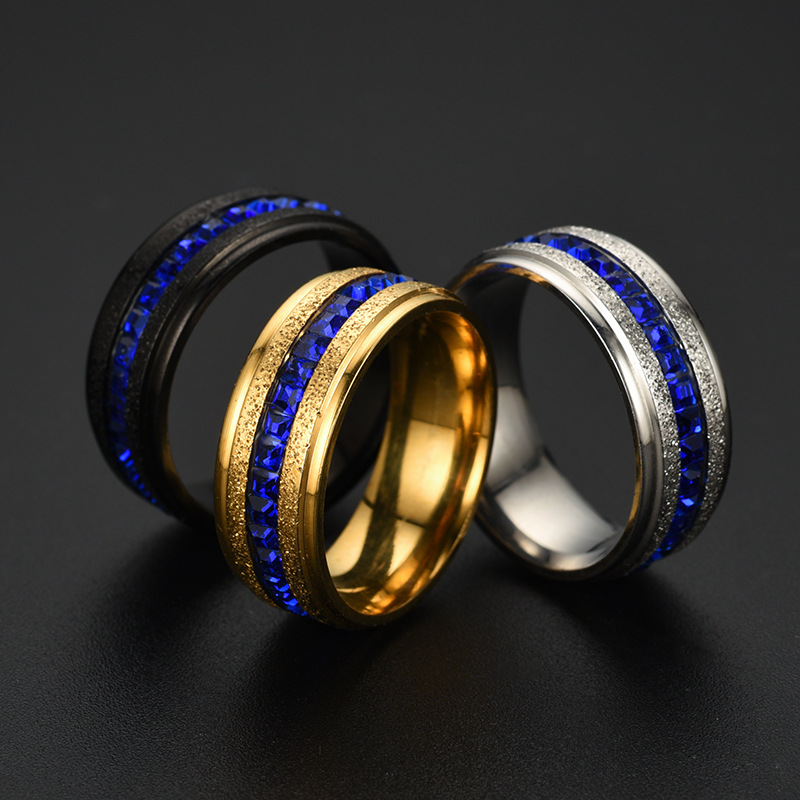 Nuevo Anillo de arena de perlas Anillo azul Acero