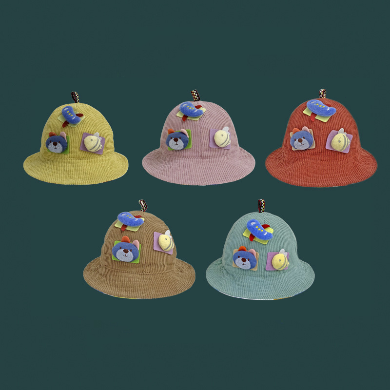 nuevo sombrero de los niños de pana de dibujos animados parche animal lindo  bebé sombrero de