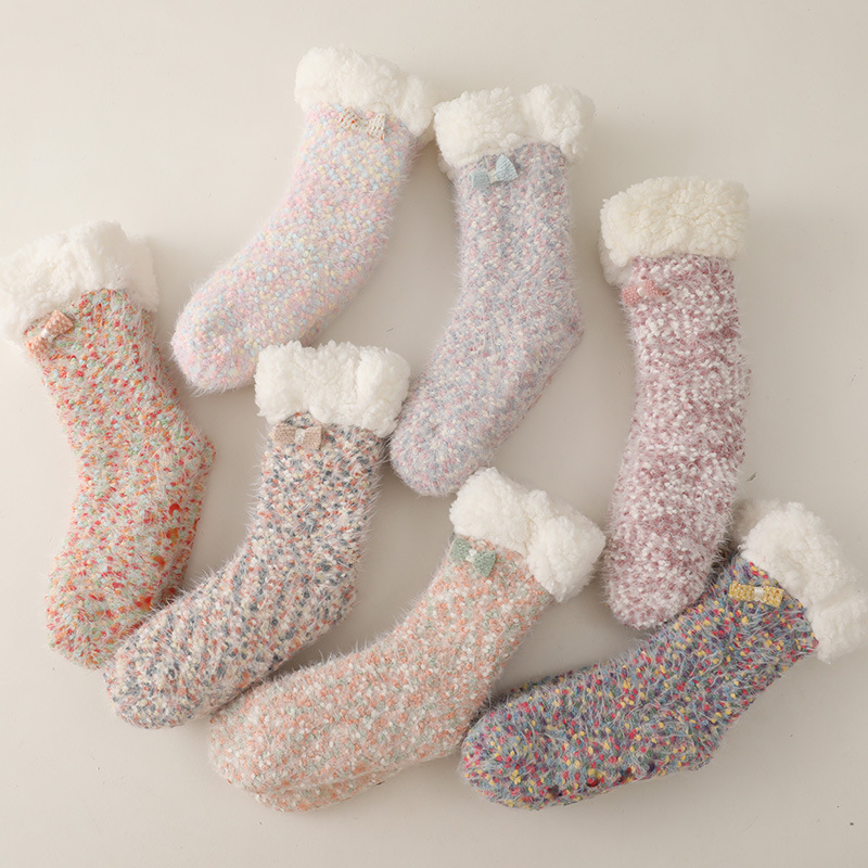 Alicia Varios Propuesta Calcetines gruesos mujer invierno más terciopelo calcetines gruesos cálidos  para la nieve calcetines lindos para dormir