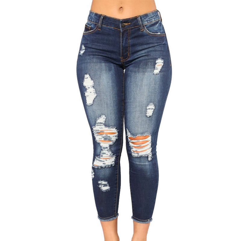  fashion jeans largos rasgados de cintura alta al por mayor NHUO375045