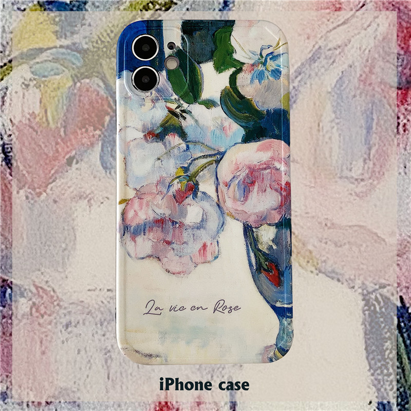 wholesale Caja del teléfono móvil de la rosa blanca de la pintura al óleo del estilo coreano  NHFI390247