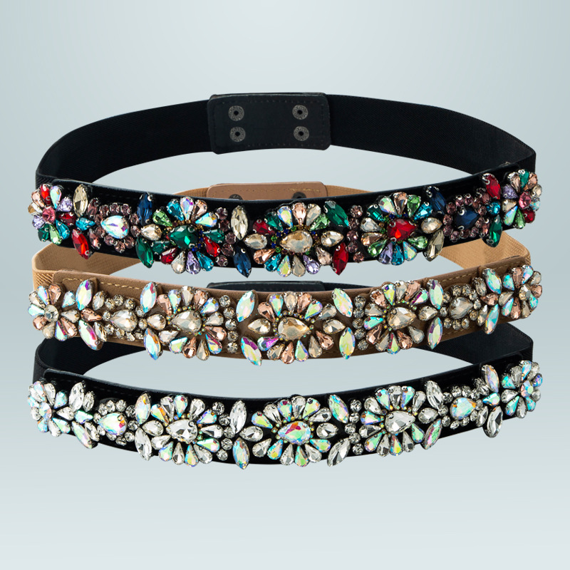 cinturón decorativo de piedras preciosas de color elástico bohemio al por mayor  NHLN430255