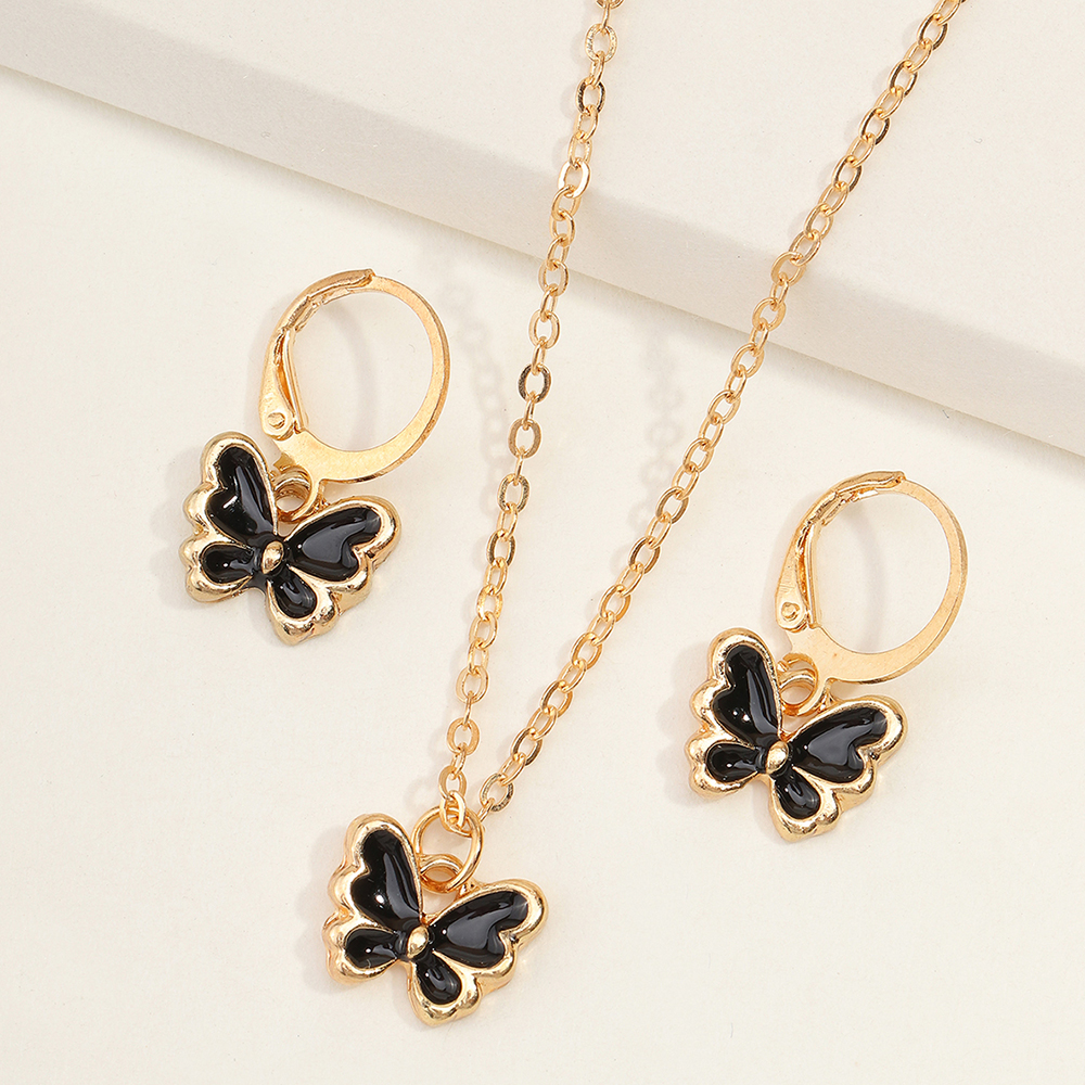 Conjunto de collar de pendientes de mariposa de mariposa de moda NHNU436115