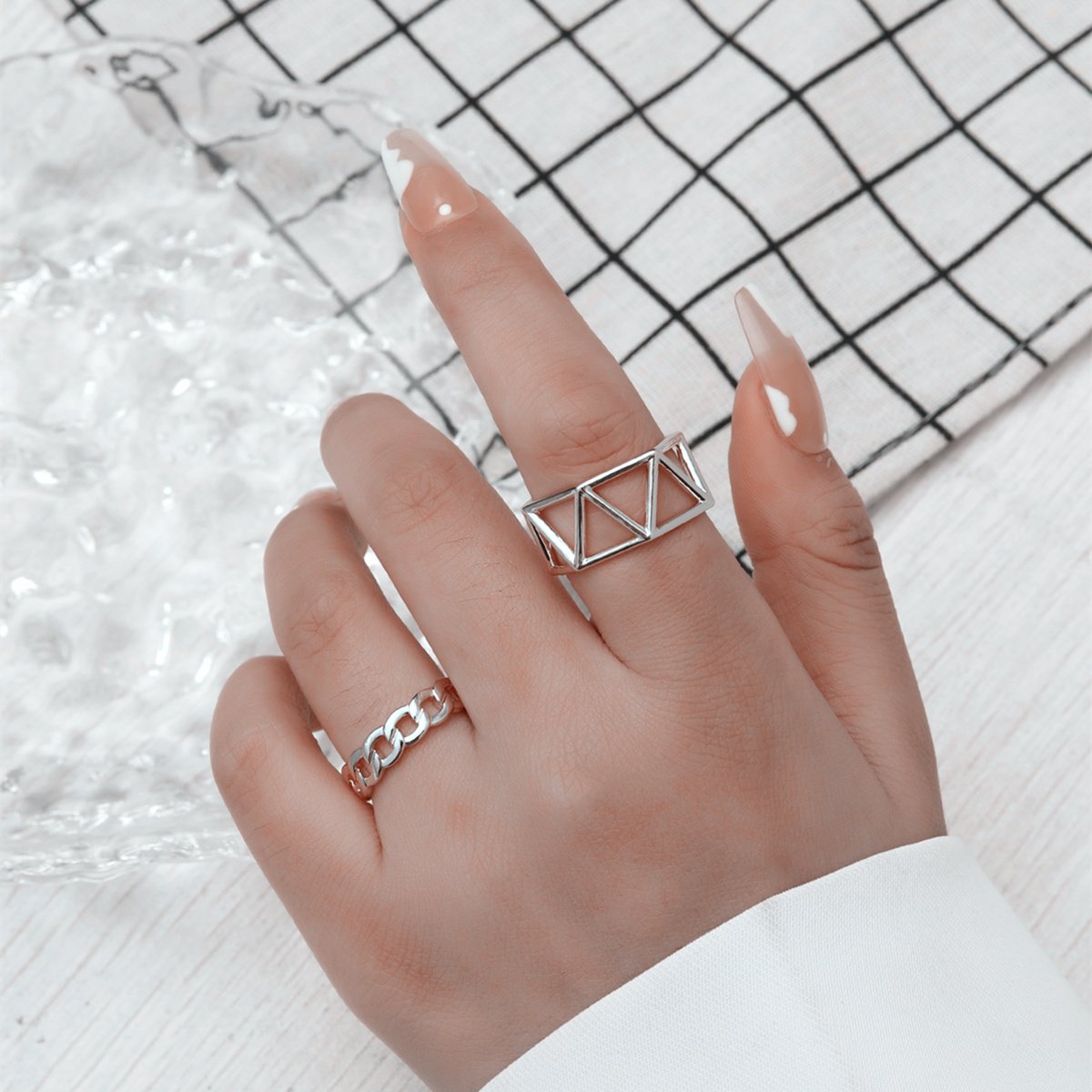 anillo abierto retro anillo de cobre de dos piezas simple y versátil NHIQ436078