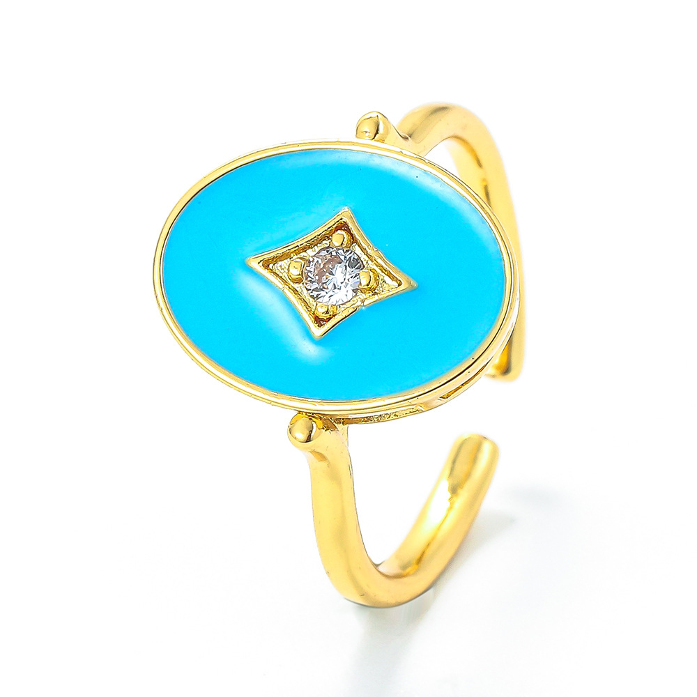 Comercio exterior color goteo anillo de aceite apertura ajustable agujero cuadrado anillo de cola de diamante venta al por mayor accesorios de joyería transfronteriza NHWG435988