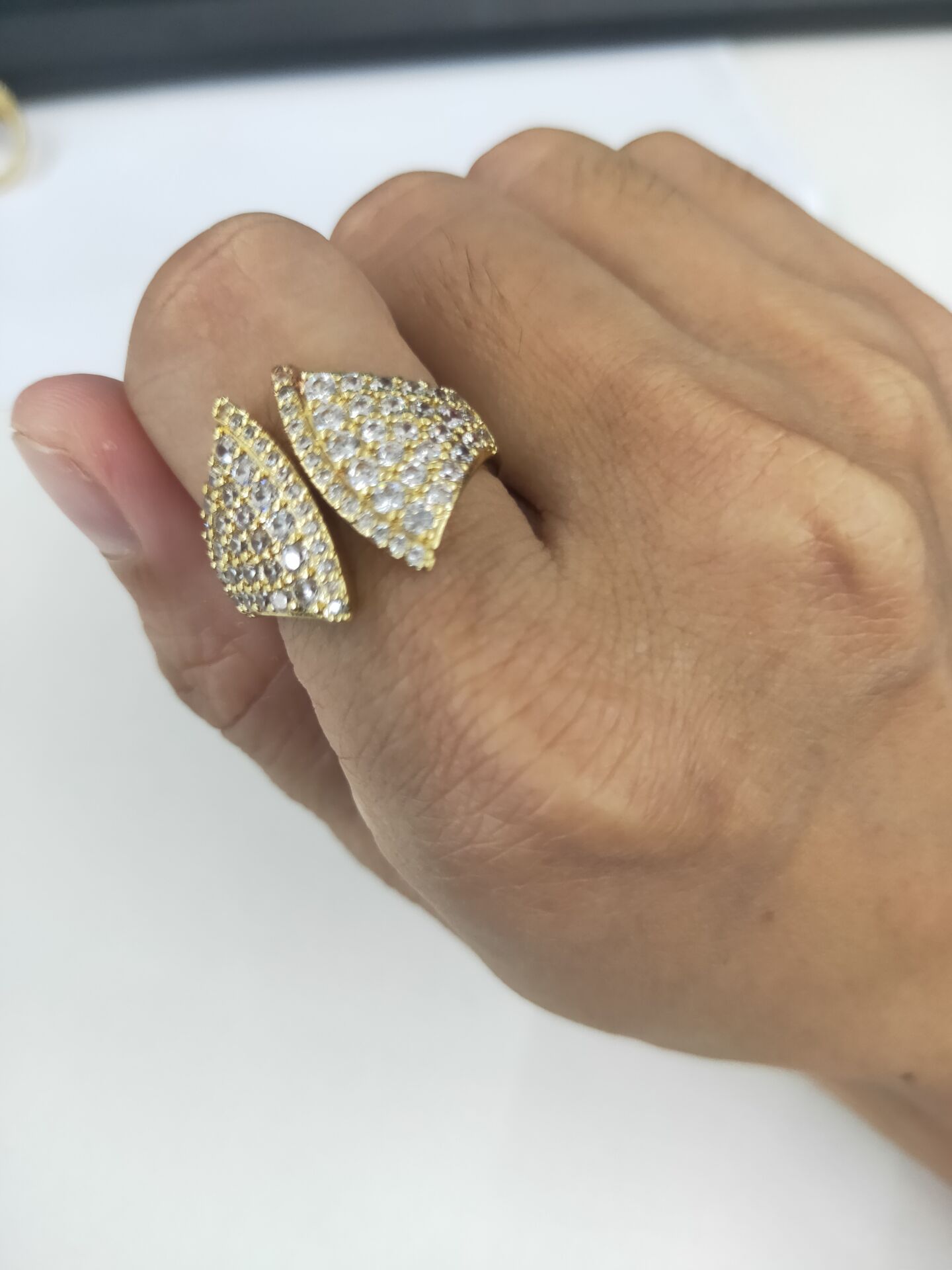 personalidad anillo de abanico creativo personalidad anillo de dedo índice abierto de par en par anillos chapados en oro NHWG435991