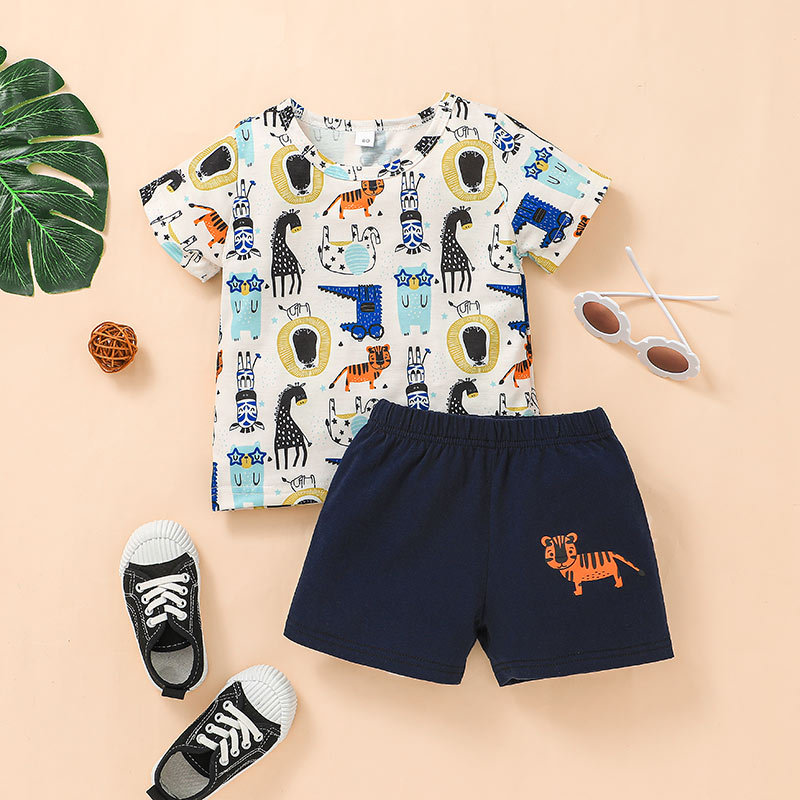 Conjunto de pantalones cortos de camiseta de manga corta para niños, novedad de verano, pantalones de Conjunto de pantalones cortos de camiseta de manga corta para niños, novedad de verano, pantalones de