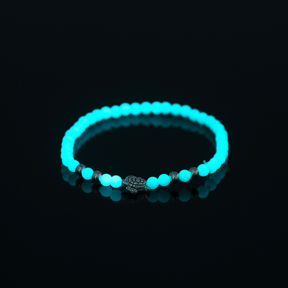 Nueva joyería de moda, accesorios de elemento de tortuga, cuentas luminosas azul-verde, pulsera elástica luminosa, joyería NHDB707173
