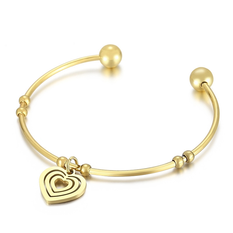 Pulsera de oro en forma de corazón abierta con joyas de acero inoxidable para NHKAU696189