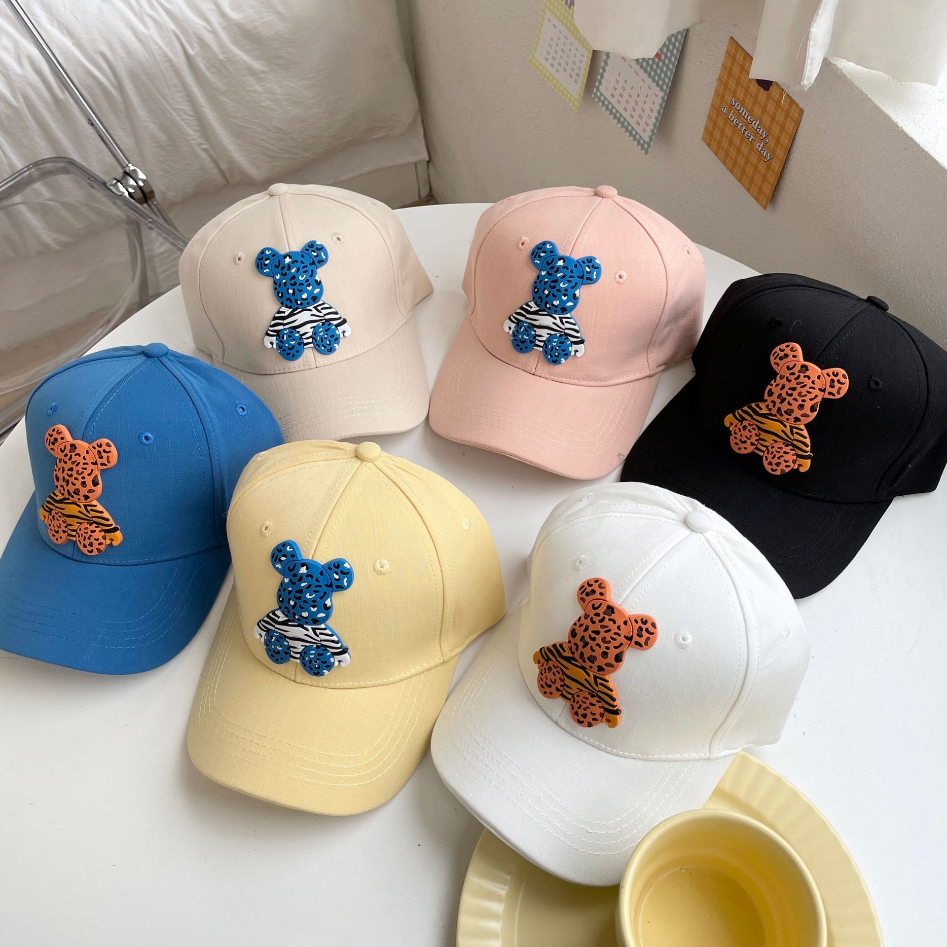 moda contraste color oso decoración niños nuevas gorras de béisbol de  dibujos animados al por mayor